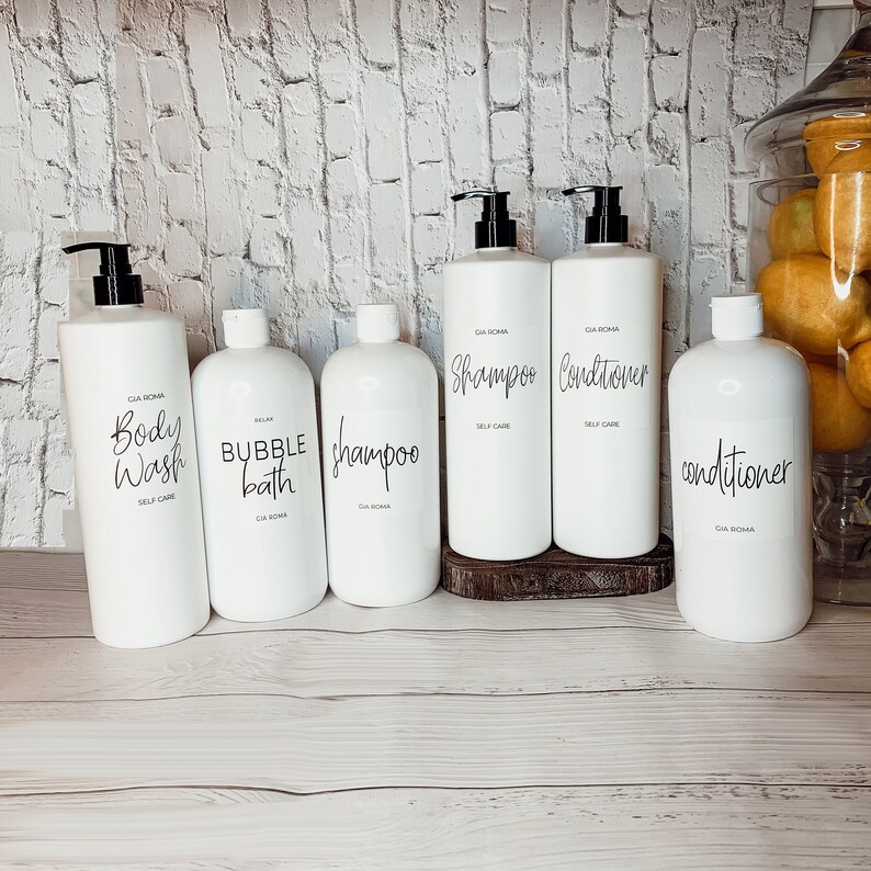 32oz White Shampoo & Conditioner Bottles Shower Refill Etsy