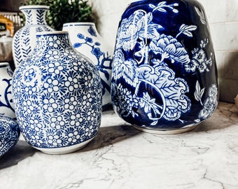 Jarrones de porcelana para flores, juego de jarrones azules pintados a  mano, decoración de jarrones azules y blancos, jarrones de sauce azul,  jarrones chinoiserie grandes, jarrones de mesa -  España