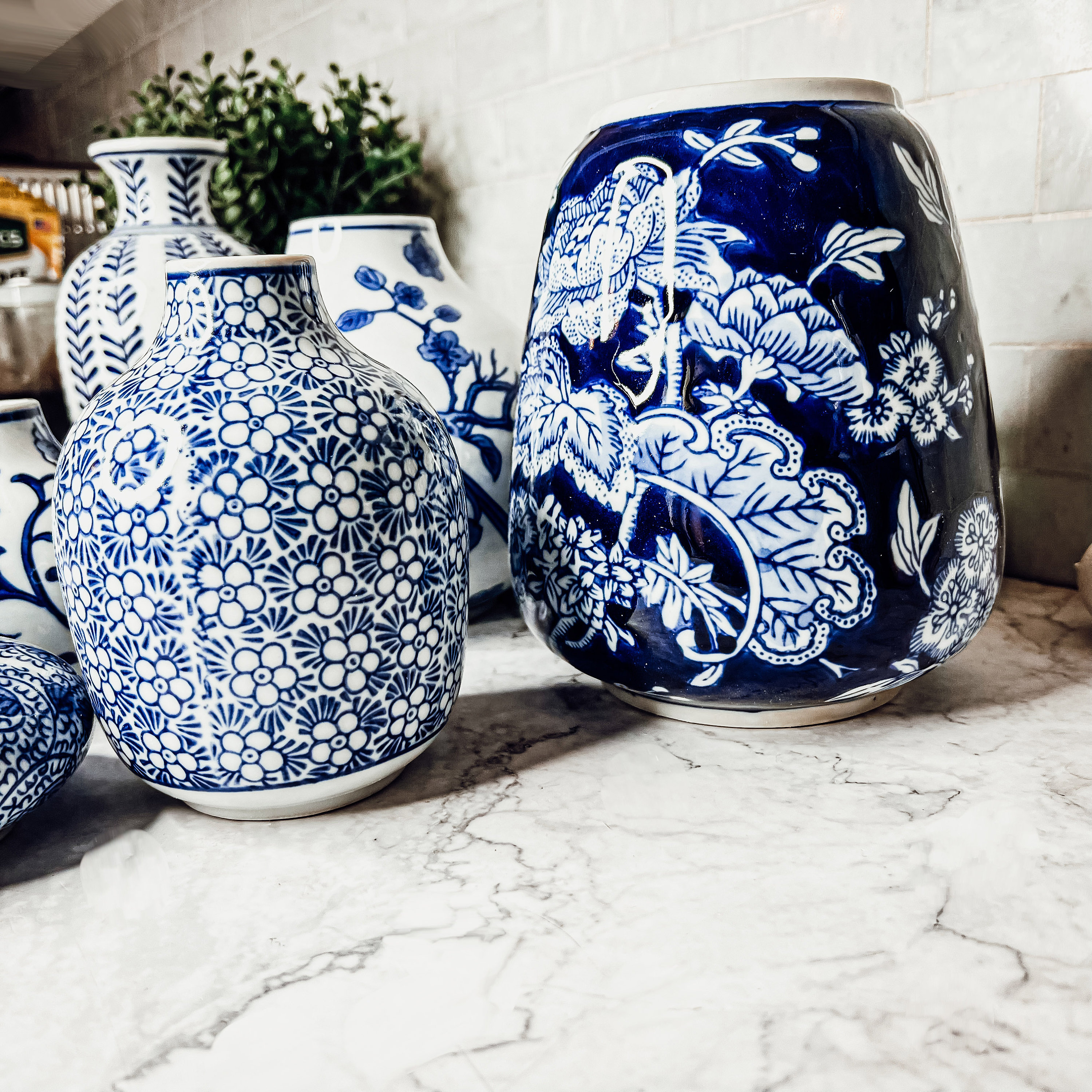 V268 9.5 pollici vasi antichi blu e bianco per la casa decorazione tavolo vaso p