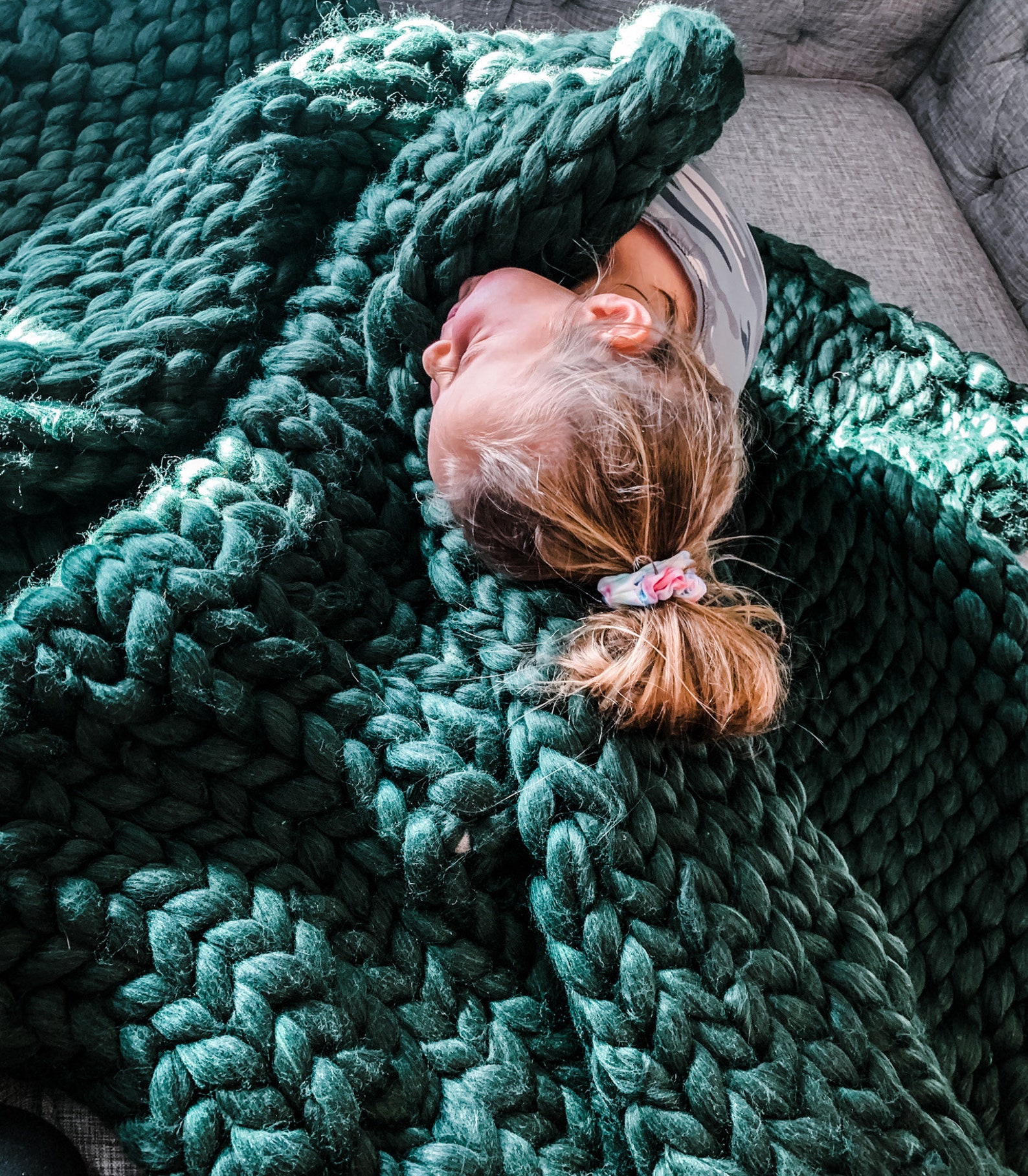 Large Green Chunky Knit Blanket Dark Emerald Green Blanket Etsy