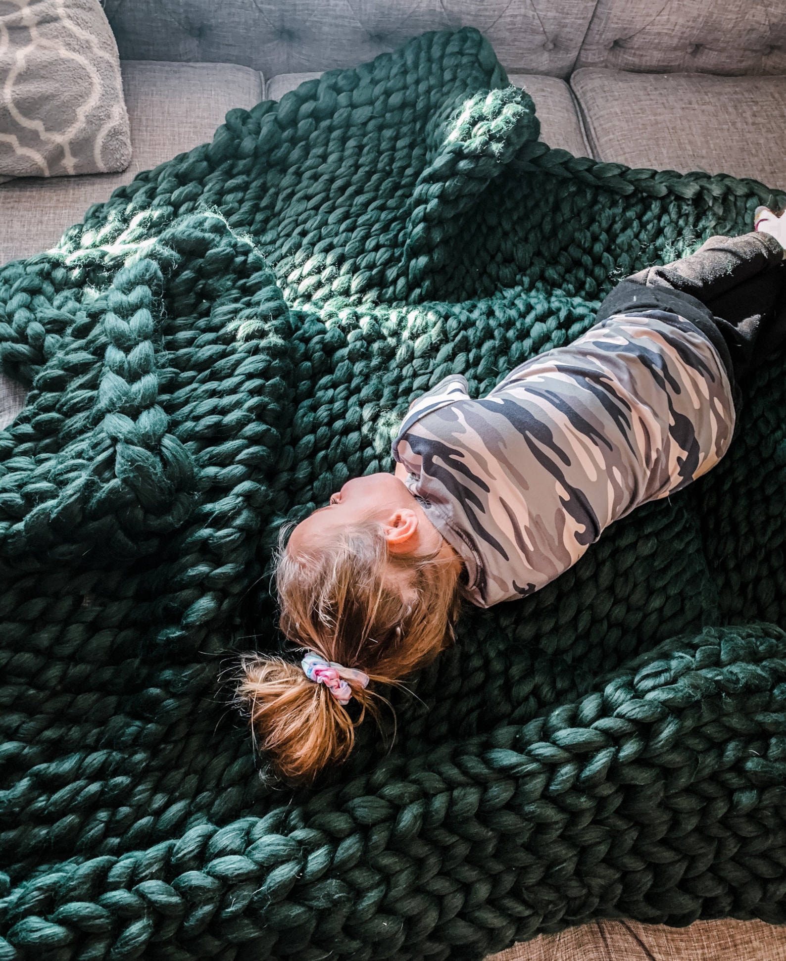 Large Green Chunky Knit Blanket Dark Emerald Green Blanket Etsy