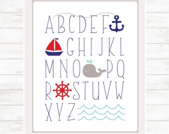ABC nautische digitale Download / afdrukbare Wall Art voor kinderdagverblijf of kind kamer