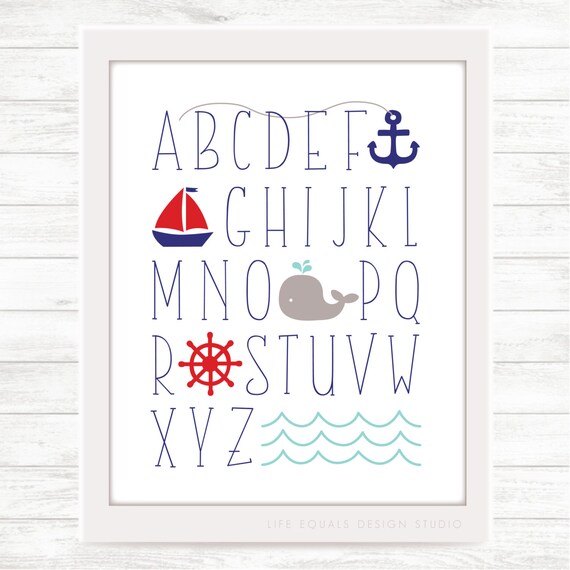 ABC Nautical Digital Download / Printable Wall Art for Nursery | Etsy