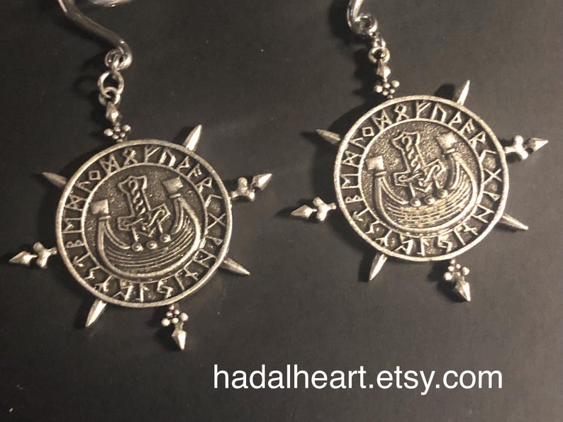 Pewter Longship Mjölnir With Runes Shield Ear Weights 2g - Etsy