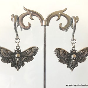 Death's Head-Hawkmoth Ear Weights/Earrings for Stretched Ears 6 gauge