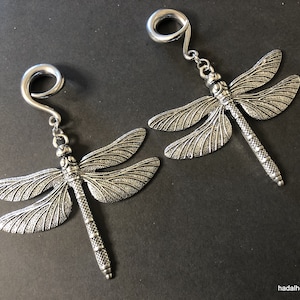 Dragonfly Ear Weights / Earrings For Stretched Ears / Ear Hangers 2g Gauges