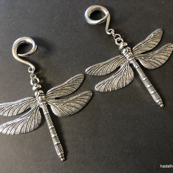 Dragonfly Ear Weights / Earrings For Stretched Ears / Ear Hangers 2g Gauges