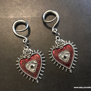 Alloy Sacred Heart Ear Weights/Earrings for Stretched Ears 6g