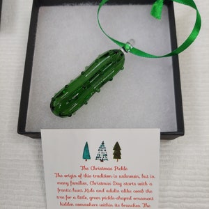 Christmas Pickle Ornament, Flameworked borosilicate glass pickle, Last Minute Family Christmas Gift for Tree, Christmas Pickle Tradition