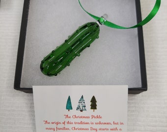 Christmas Pickle Ornament, Flameworked borosilicate glass pickle, Last Minute Family Christmas Gift for Tree, Christmas Pickle Tradition