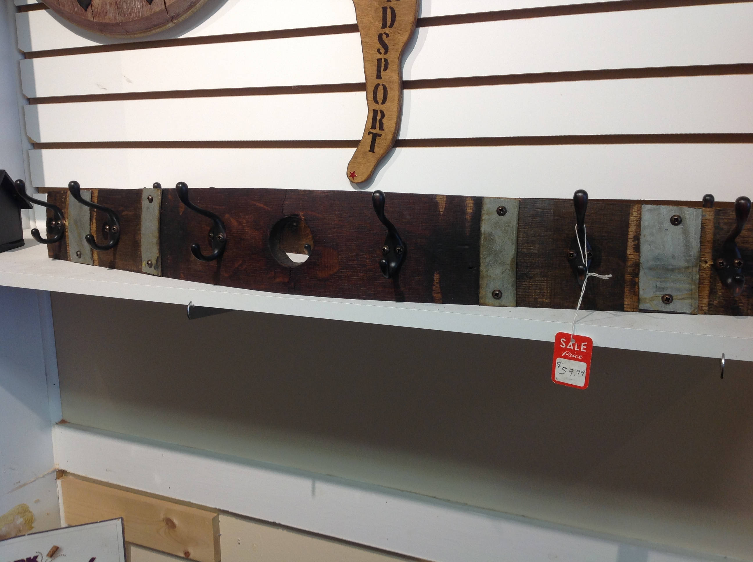 Wine barrel stave coat hanger wall mounted wood oak rack Etsy