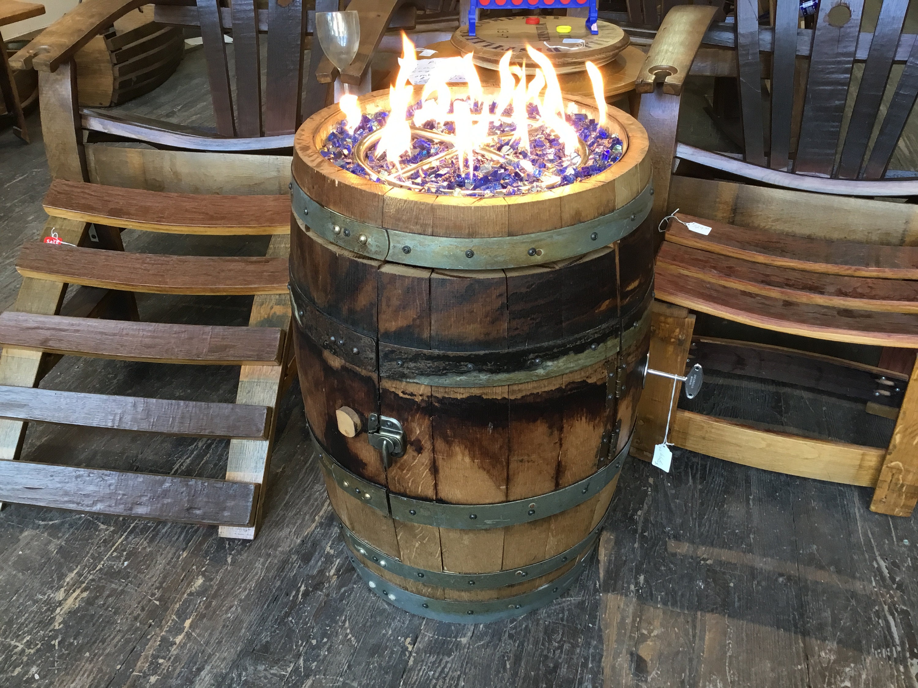 Wine barrel fire pit whiskey bourbon propane tank gas Etsy
