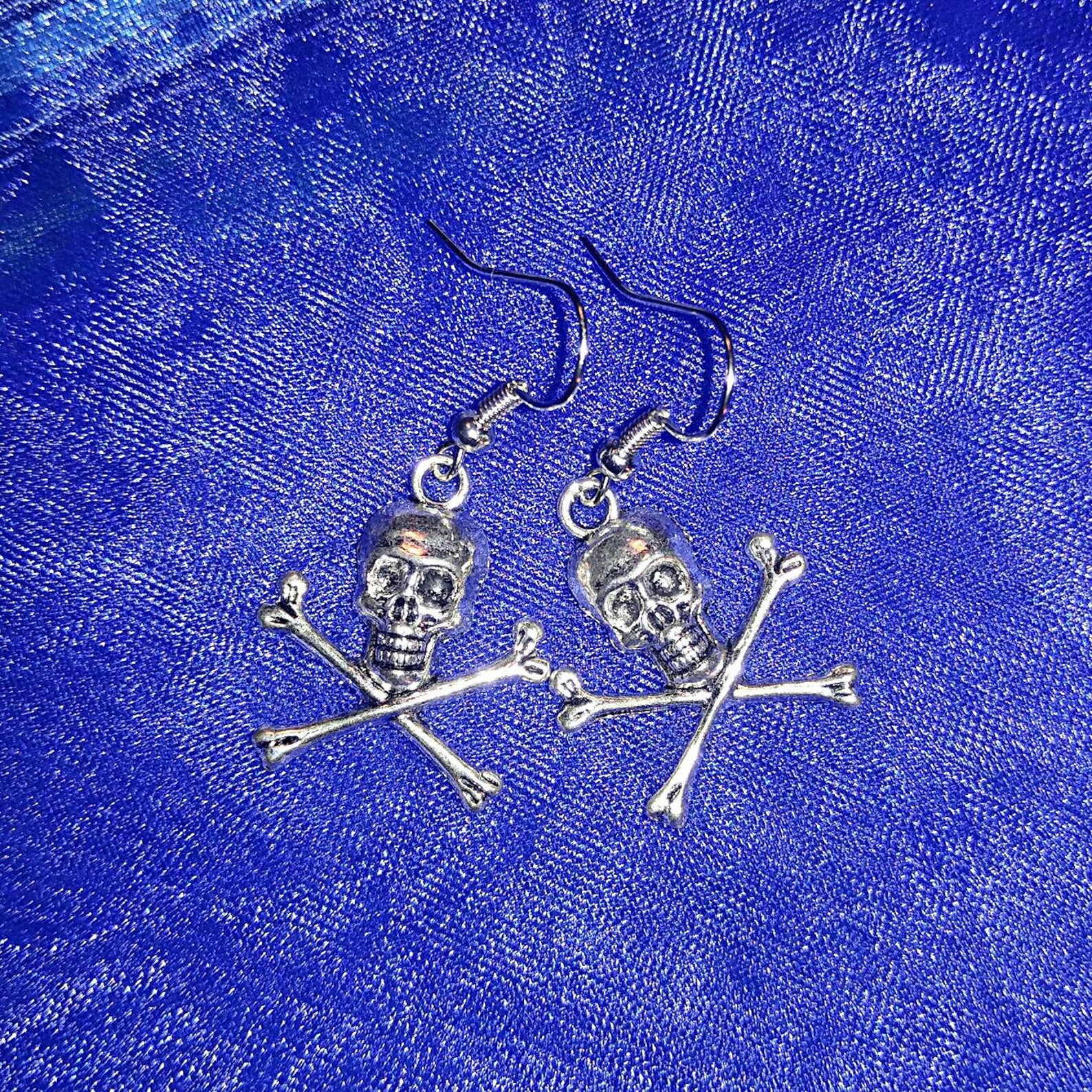 Skull and Crossbones Skull Earrings Skeleton Earrings Etsy