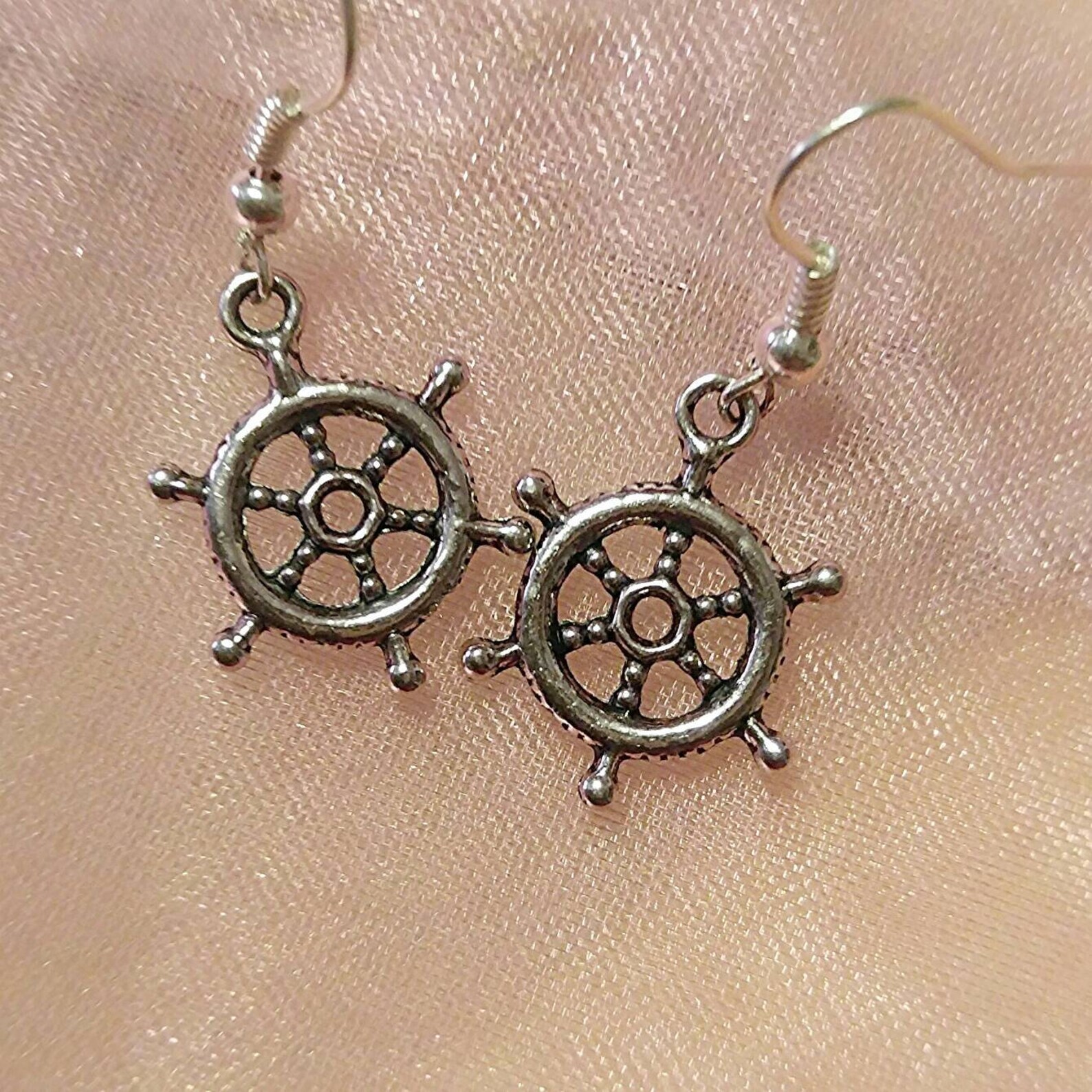 Nautical Earrings Captains Wheel Ship Helm Earrings Ships Etsy