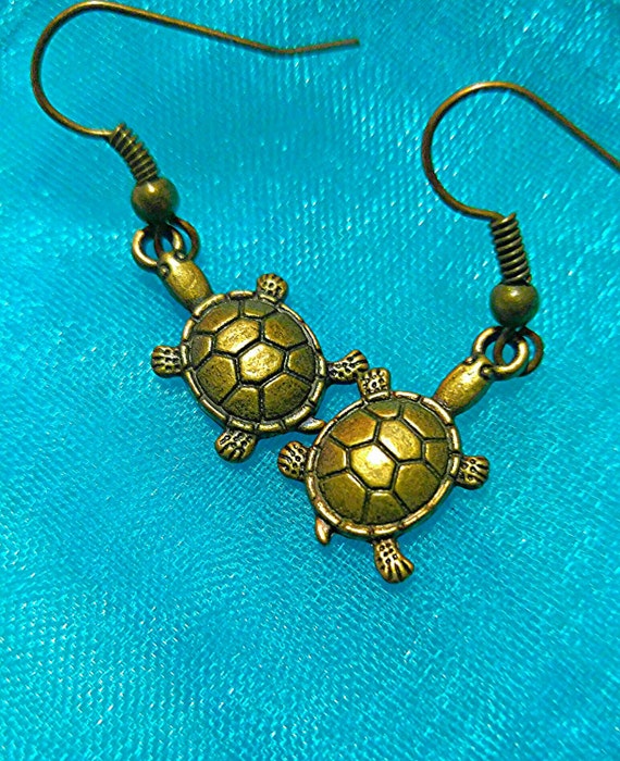 Turtle Earrings Nautical Jewelry Tortoise Earrings Etsy