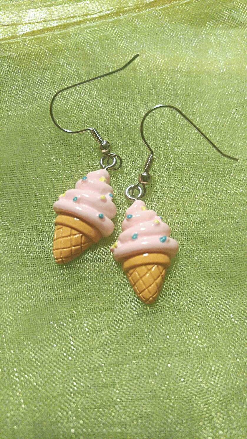 Ice Cream Cone Earrings Resin Ice Cream SUMMER Time Jewelry Etsy