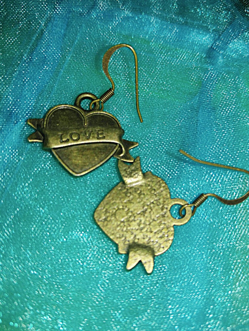 Bronze Love Earrings Heart Earrings Bronze Hearts Love Etsy