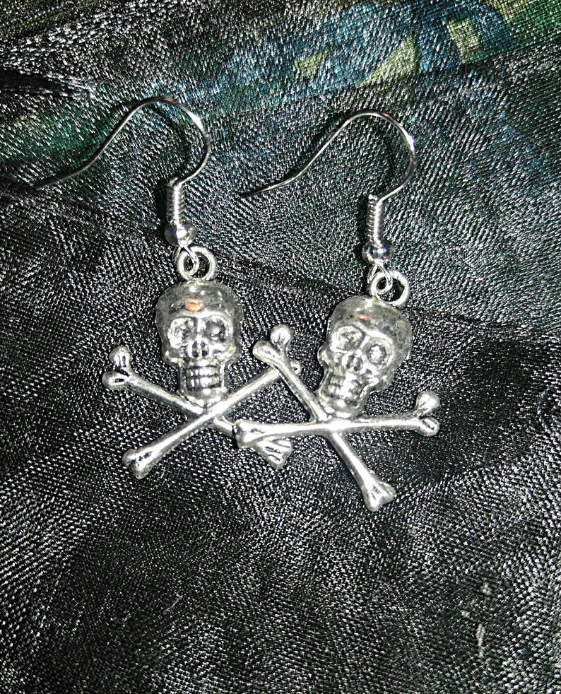 Skull and Crossbones Skull Earrings Skeleton Earrings Etsy