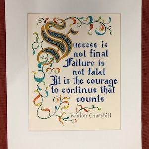 Winston Churchill quote, Illuminated letter quote, Old English script quote