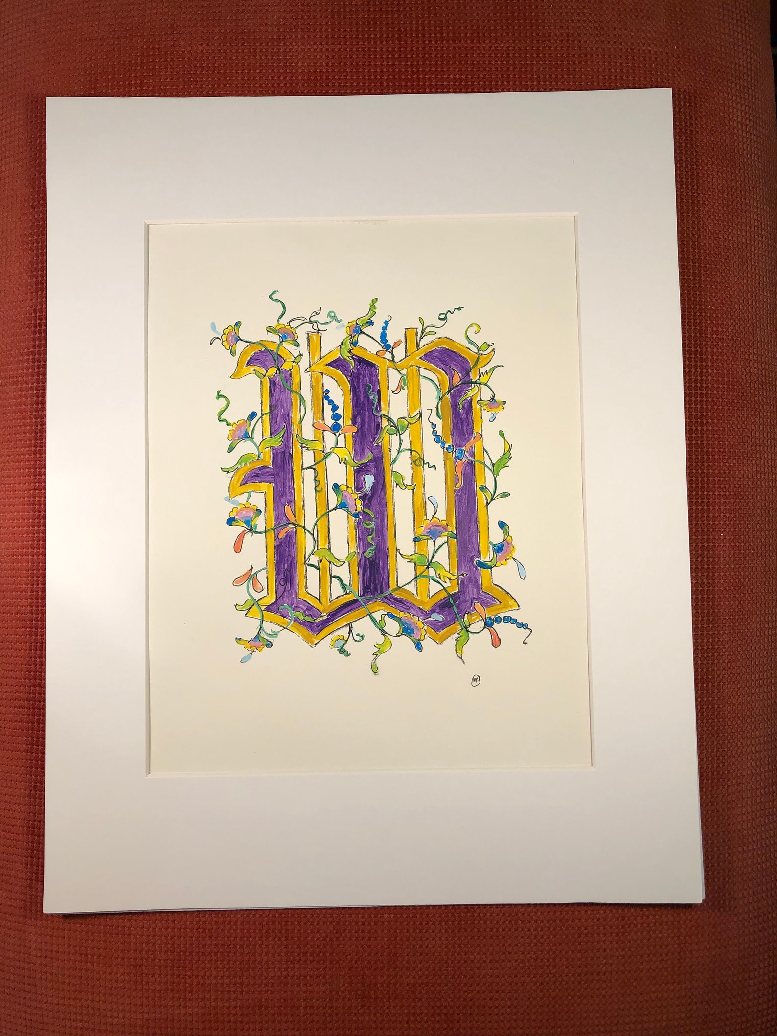 Illuminated Letter W Hand Painted Old English Script - Etsy