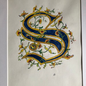 Illuminated Letter s Hand Painted Old English - Etsy