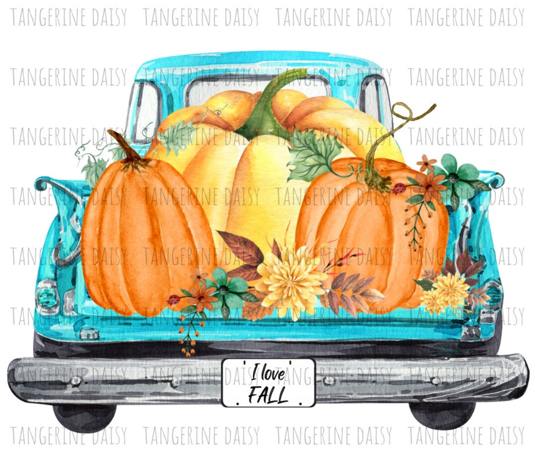 I Love Fall Blue Truck Pumpkins Pngfall Pngfall Etsy