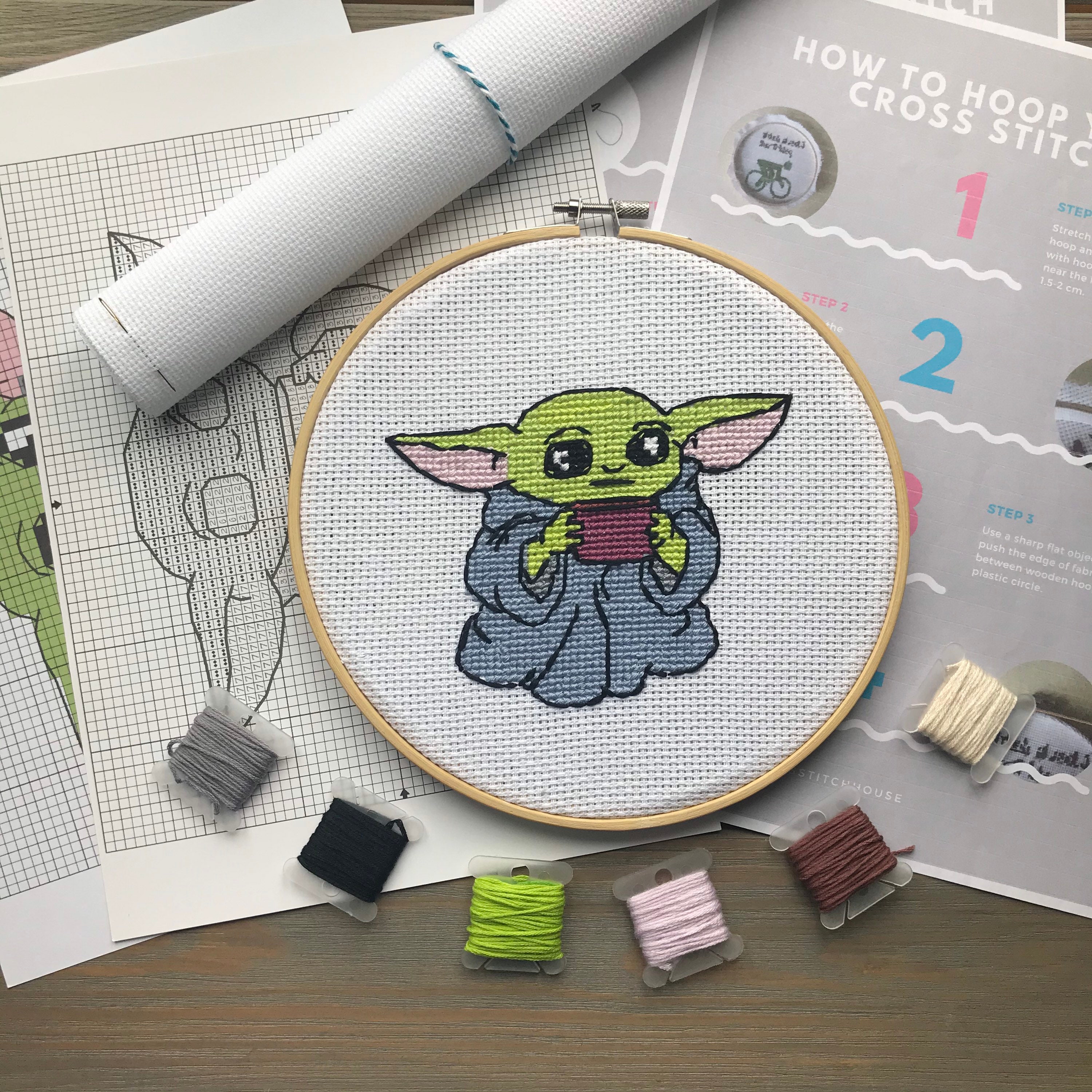 Baby Yoda Cross Stitch DIY KIT. Star Wars Cross Stitch Kit. Etsy