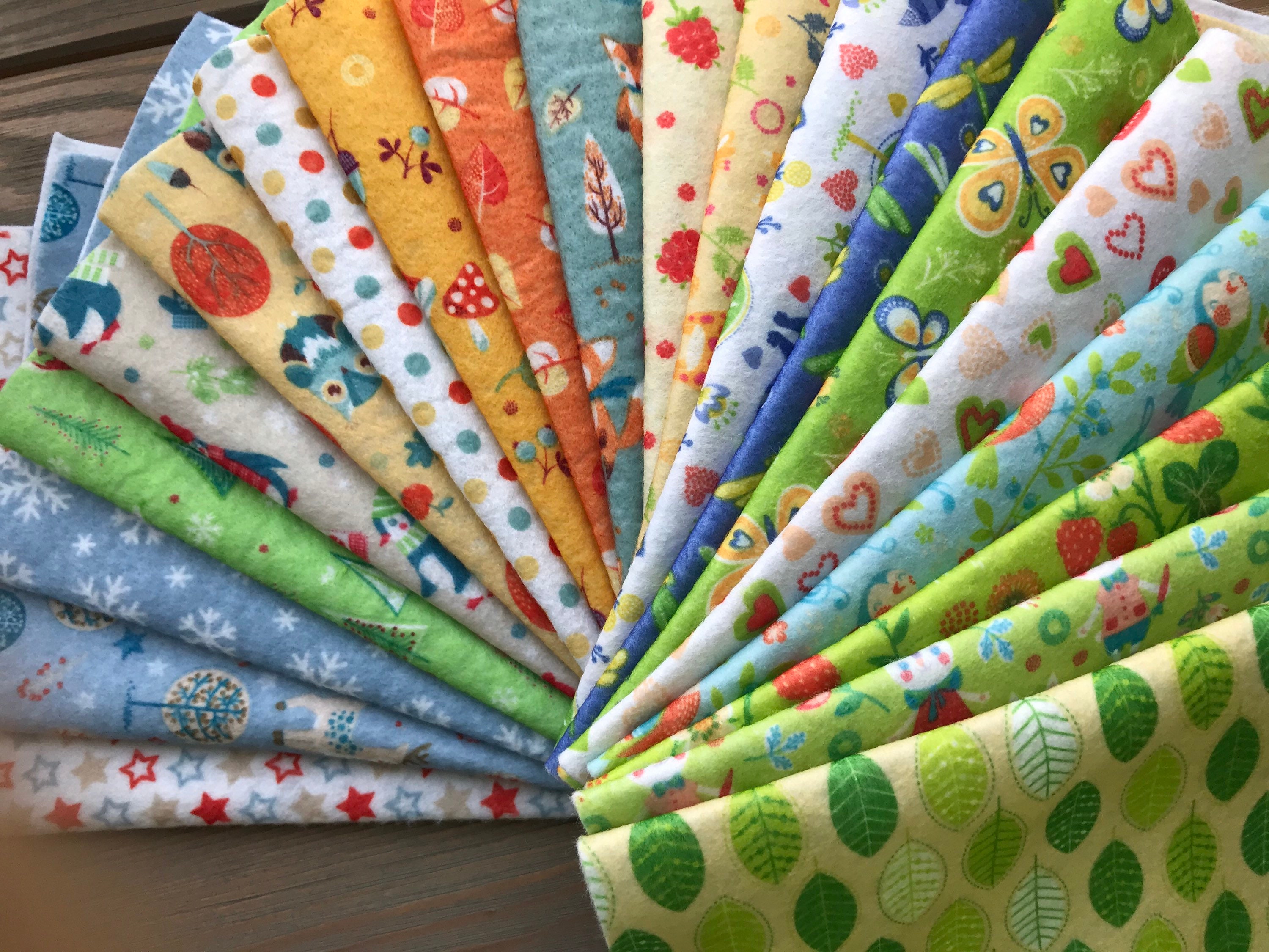 4 seasons print felt fabric. Patterned felt sheets autumn Etsy