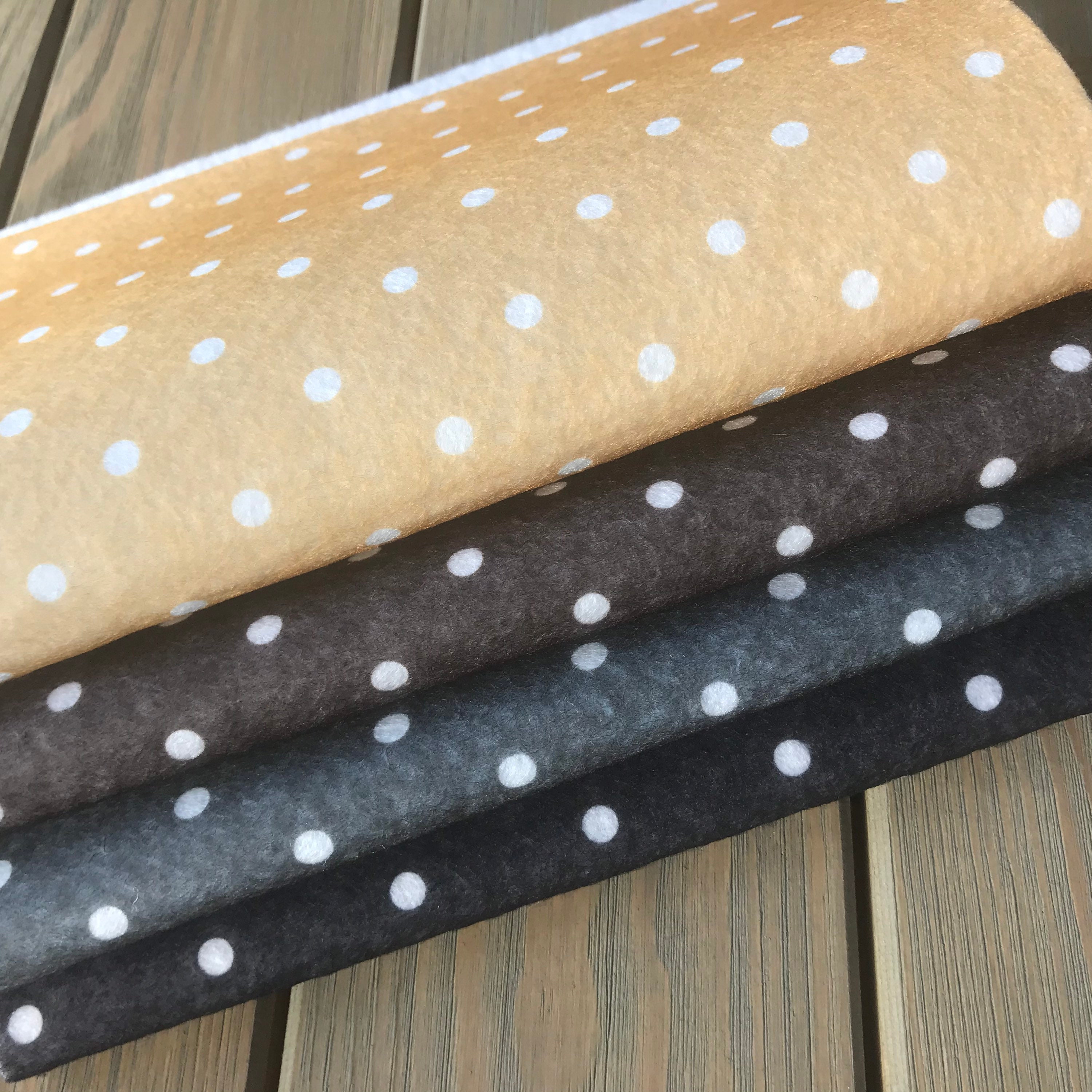 Polka dot print felt fabric. Patterned dots felt sheets Etsy