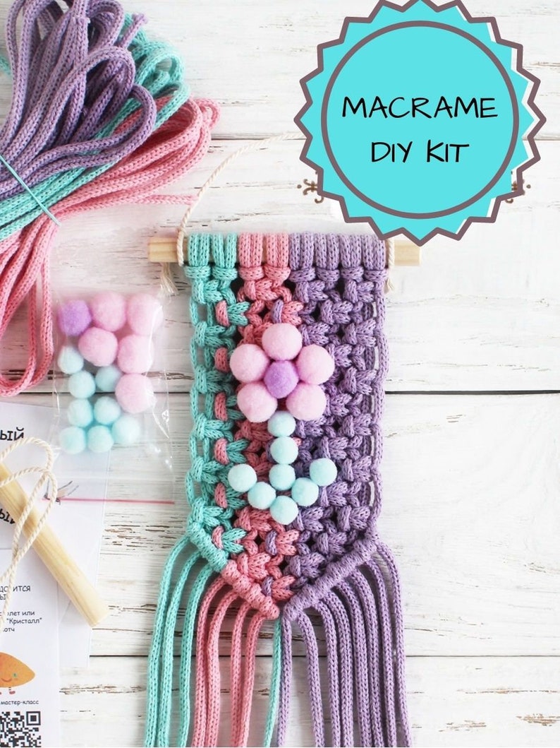 Macrame diy kit for kids. Macrame diy set for beginners. | Etsy