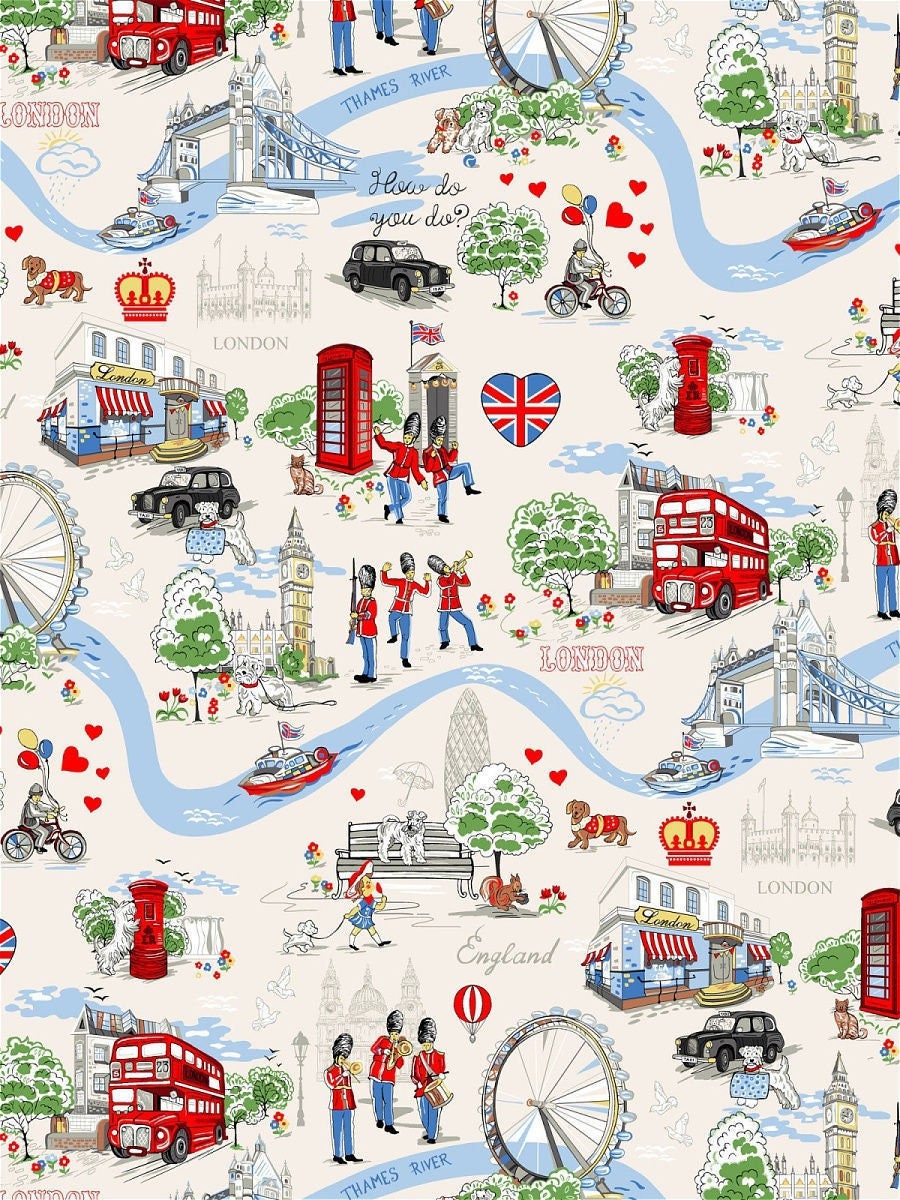 London fabric by the yard. London & England bedding fabric. Etsy