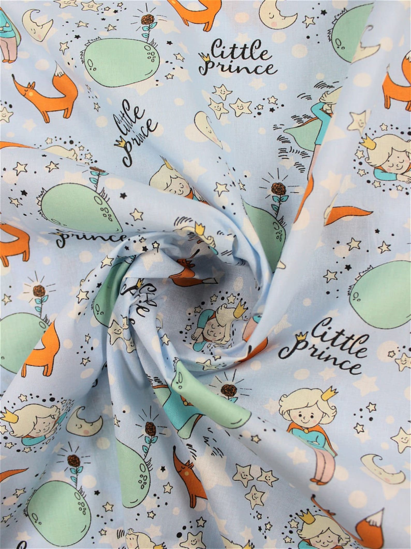 THE LITTLE PRINCE baby boy fabric by the yard. 100 cotton. Etsy
