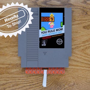 Super Mario Peach Karta z pozdrowieniami na Dzień Matki | Real Game Cart
