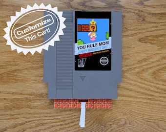 Custom Super Mario Peach Mother's Day Card | Real Game Cart