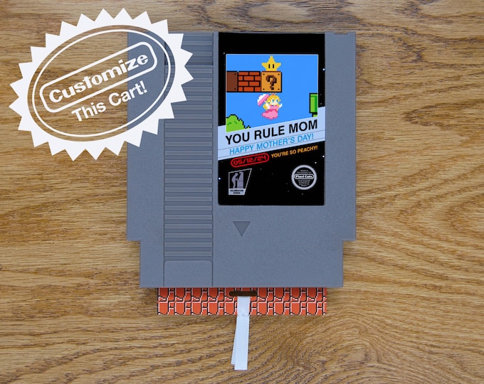 Custom Super Mario Peach Mother's Day Card | Real Game Cart