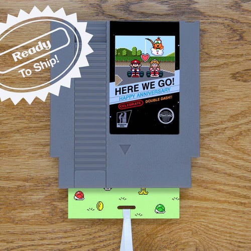 Carte d'anniversaire de Mario Kart | Chariot de jeu réel