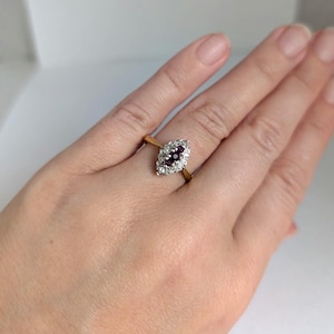 Vintage Garnet Diamond Ring- 9ct