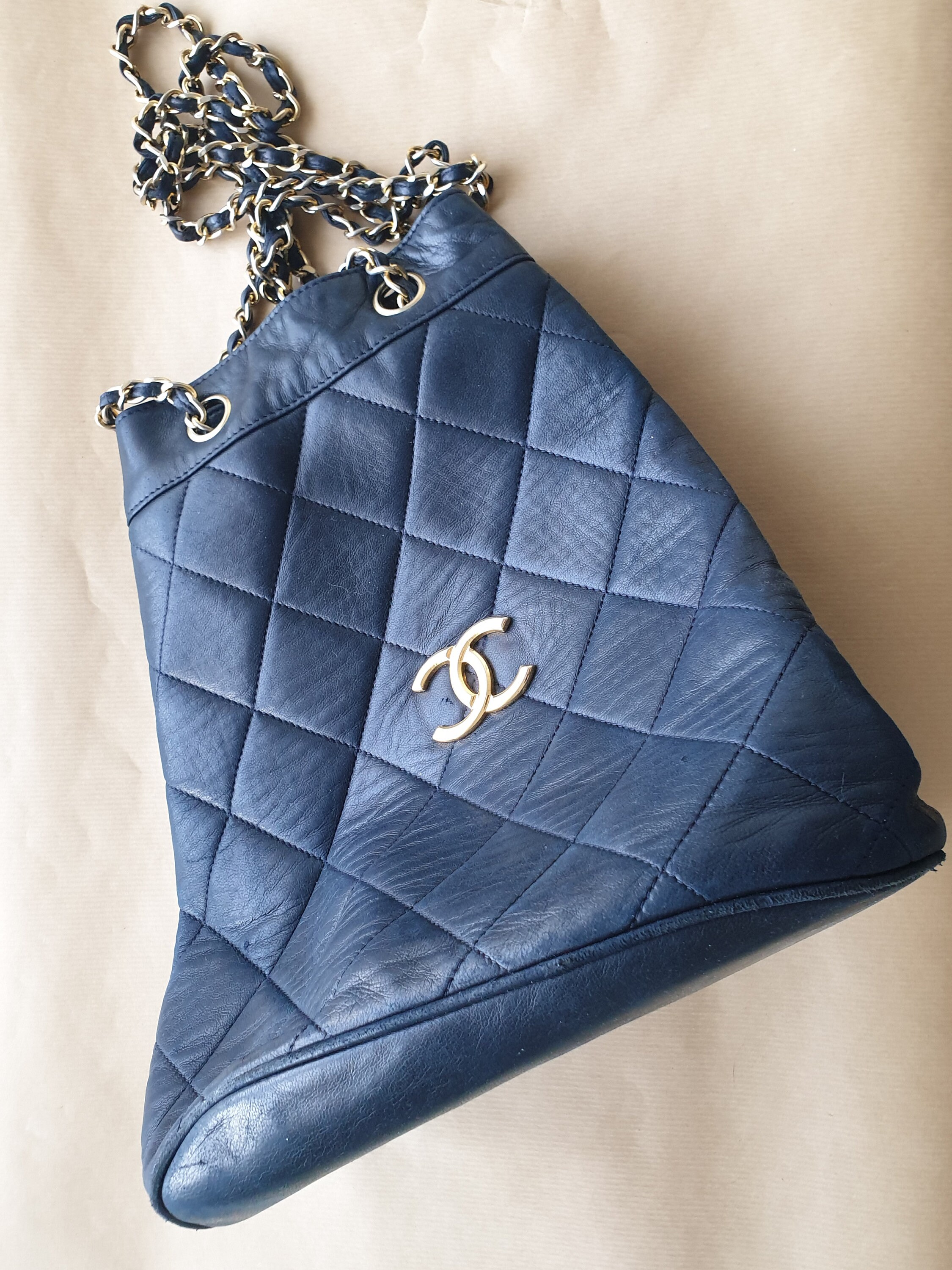 Chanel 2021 Mini Bucket Bag with Chain Black Tweed