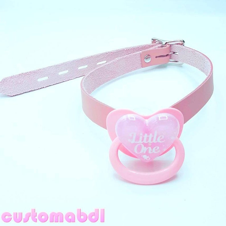 Locking Pacifier Gag - Little One - Nude - Blush Pink Leather - Adult Pacifier - DDLG  - CustomABDL 