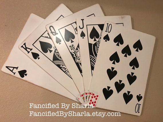 Royal Flush Gift For Poker Player Large Playing Card Etsy