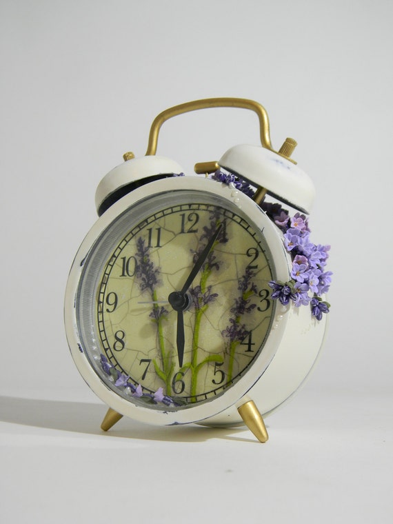 Provence Alarm Clock Shabby Chic Lavender Rustic Provence Alarm Clock Shabby Chic, Shabby Chic Alarm Clock