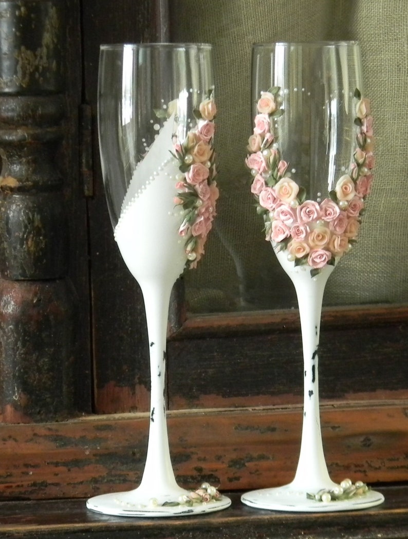 vintage wedding toasting glasses