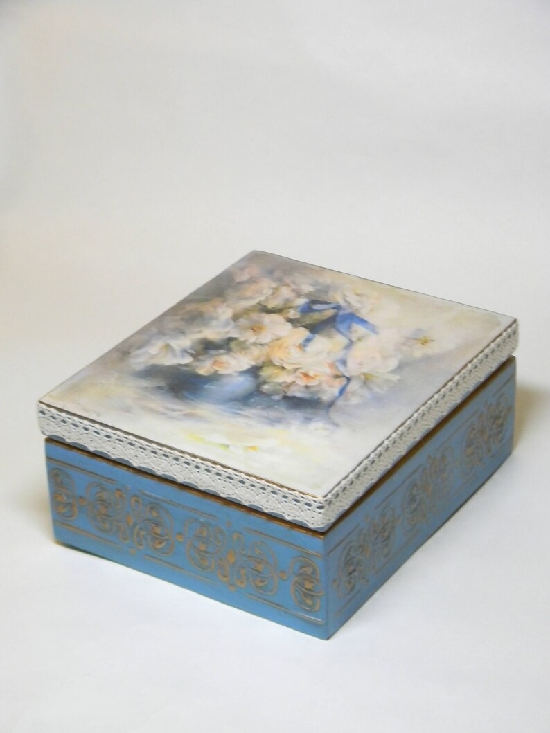 Gift for Her Wooden Tea Box Decoupage Tea Box Vintage Tea Etsy