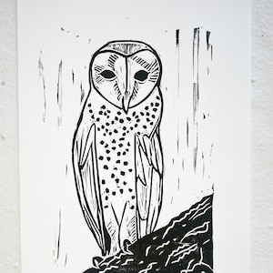 Barn Owl Block Print