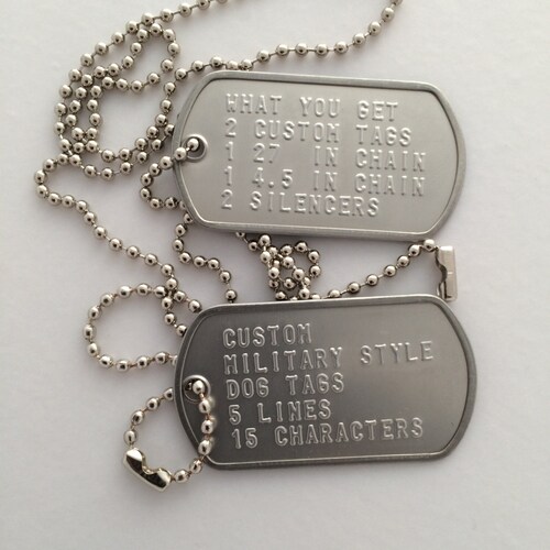 Custom Military Dog Tag Set. Set of 2 IDENTICAL TAGS. Military Etsy