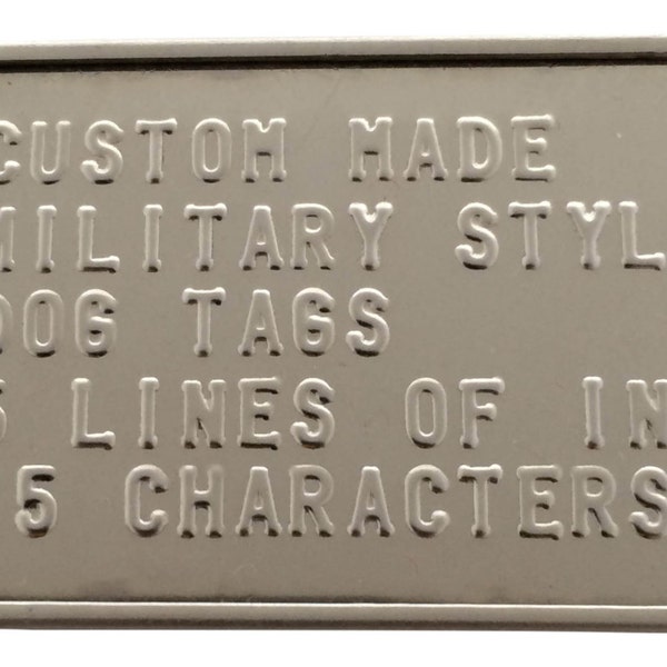 1 Custom Military Style Dog Tag