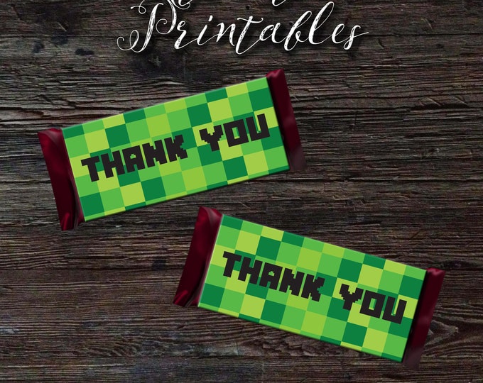 Chocolate Candy Bar Wrapper Green Pixel Video Gamer Theme Instant ...