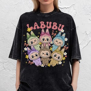 Limited Labubu Shirt, Cute Cartoon Dolls Graphic Tee, Kawaii Labubu Characters T-Shirt, Colorful Anime Chibi Style Shirt, Matching Friends
