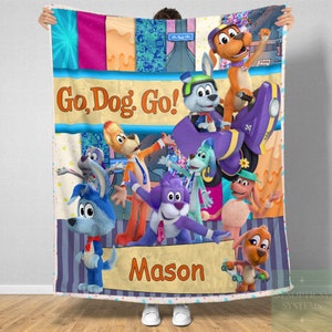 Personalized Go Dog Go Blanket, Go Dog Go Blanket, Baby Blanket, Custom Blanket with Name, Go Dog Go, Cartoon, Birthday Gift