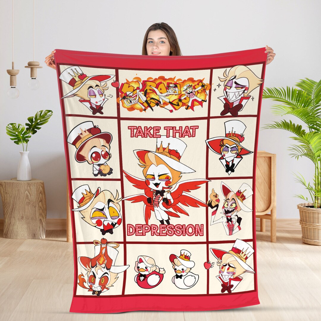 Take That Depression Duck Blanket TAKE THAT DEPRESSION Blanket Depression Duck Lucifer Hazbin Hotel Fan Blanket Hazbin Hotel Etsy